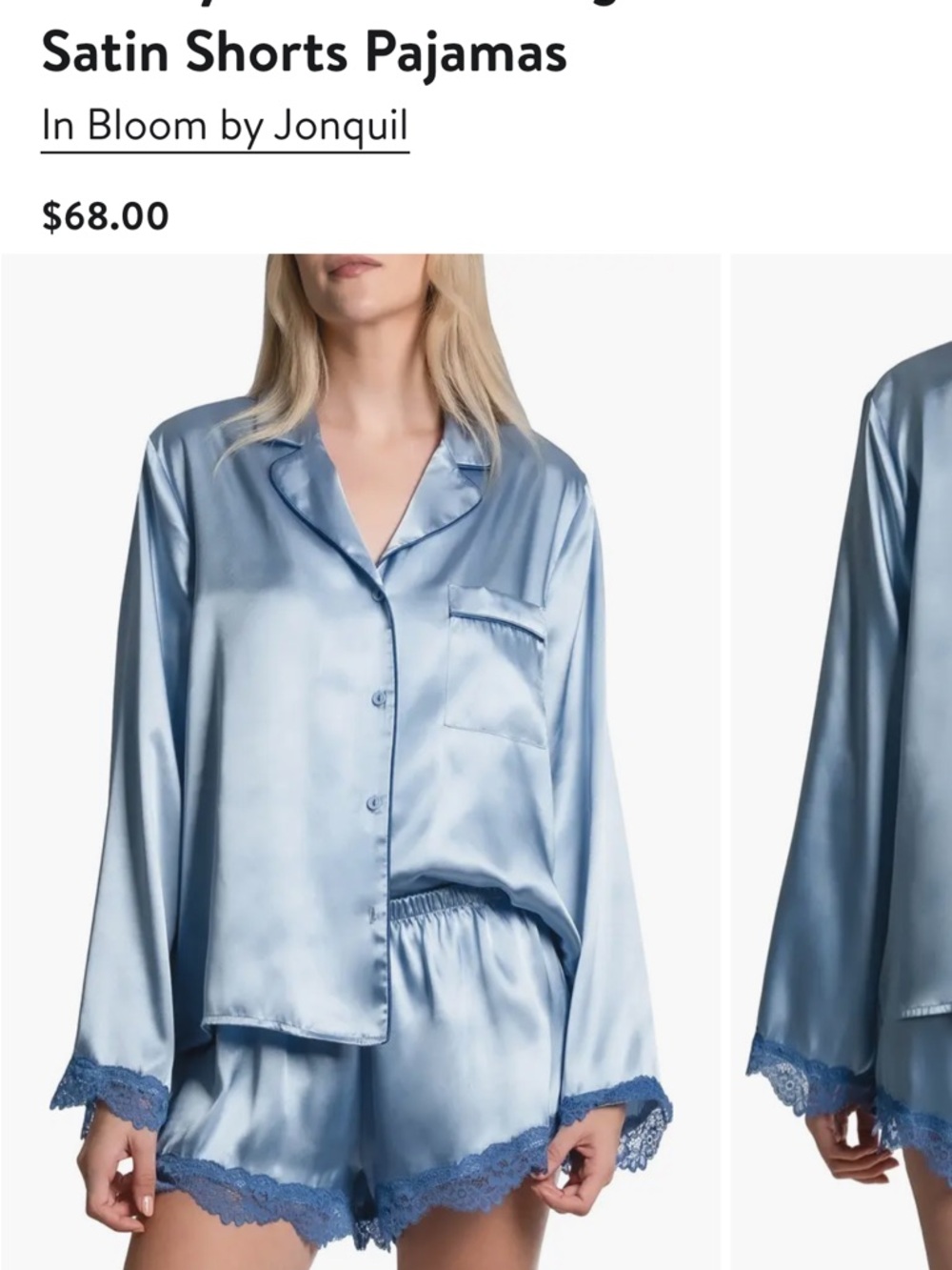 In Bloom by Jonquil Light Blue Satin Pajama Set